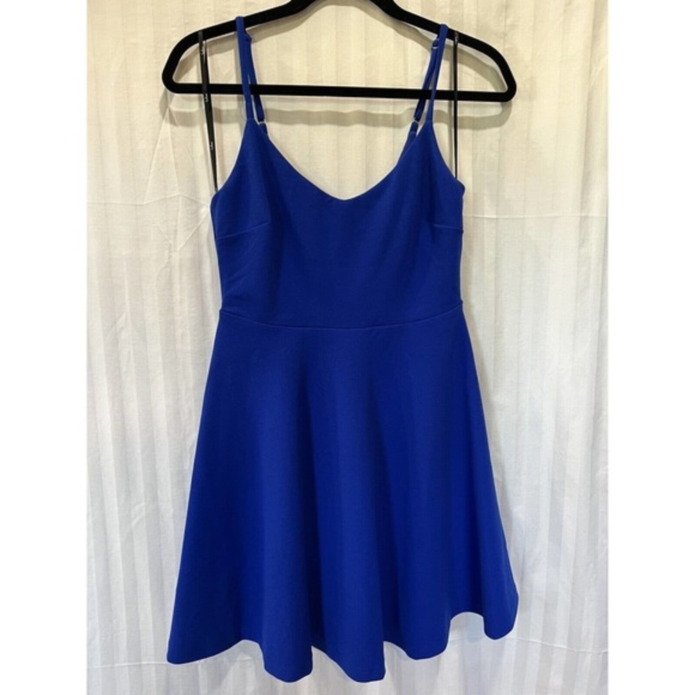Lulu’s Women’s Skater Fit and Flare Mini Dress Royal Blue Spaghetti Strap Size S
